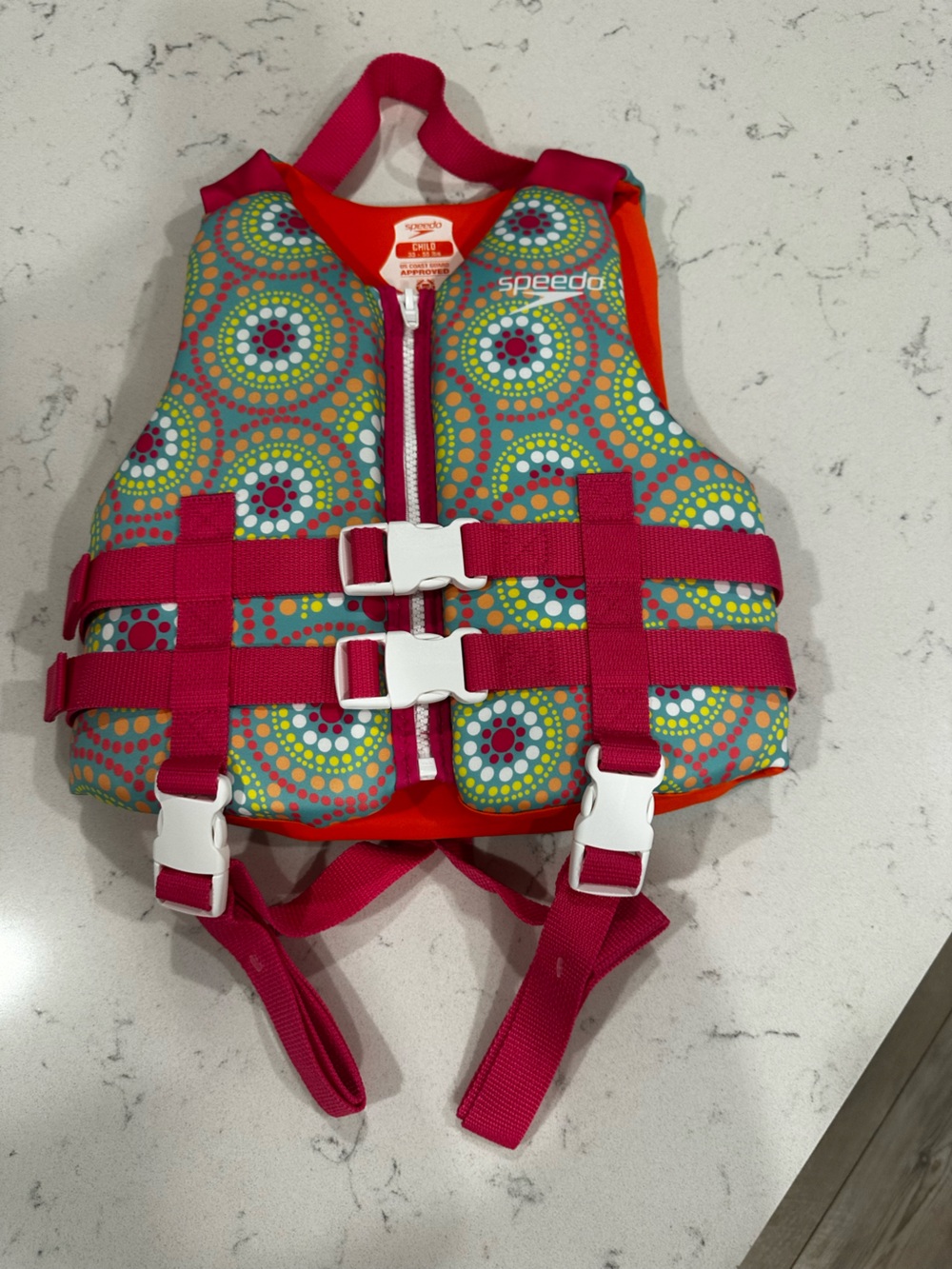 Speedo Kids Bright Pink & Multicolor Dot Swim Vest